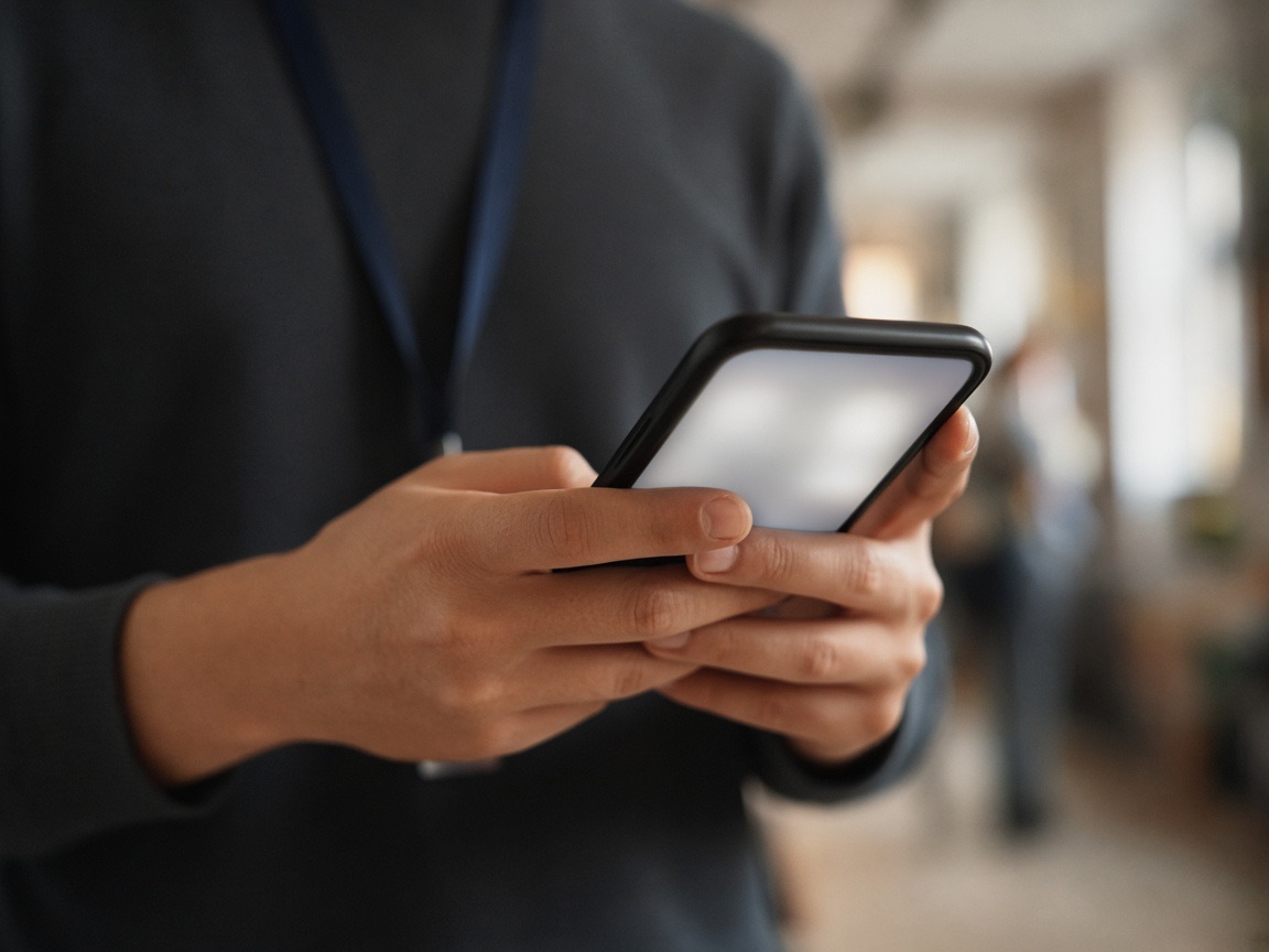 Person holding a phone to pay a set amount